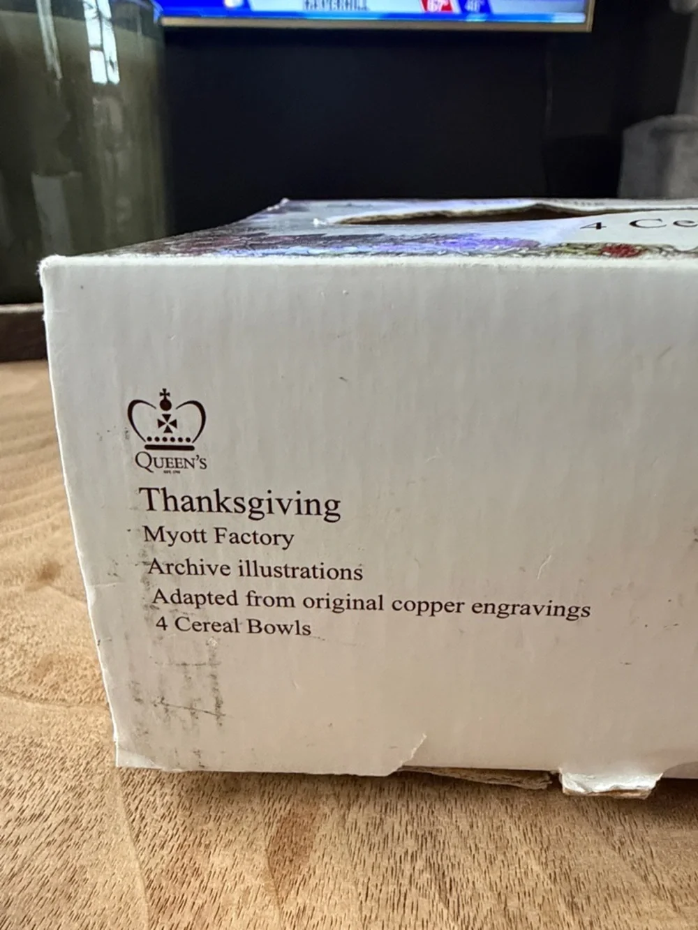 New in Box Set of 4 Queens Myott Factory Thanksgiving Turkey Cereal Bowls
