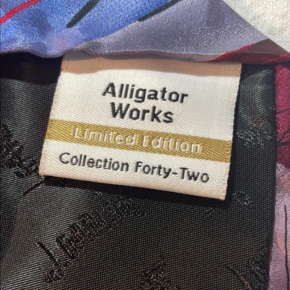 J. Garcia Limited Edition Alligator Works 42 Red Abstract Silk Tie NNT