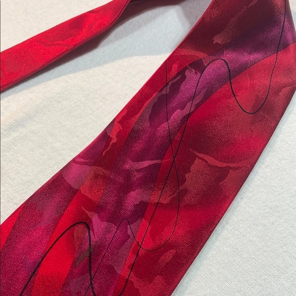 J. Garcia Limited Edition Alligator Works 42 Red Abstract Silk Tie NNT