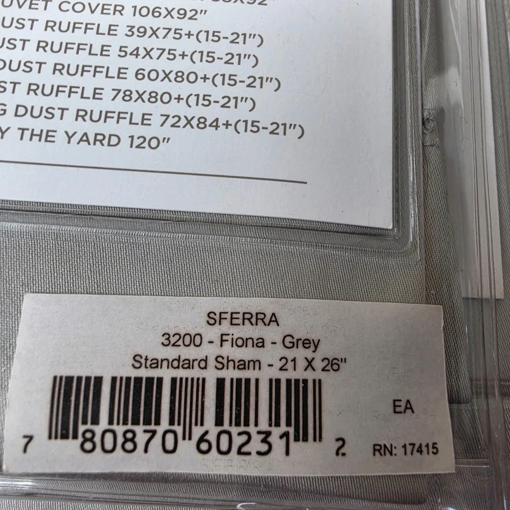 SFERRA Fiona 3200 Twin Duvet Cover‎ with Standard Pillow Sham Gray Made in Italy