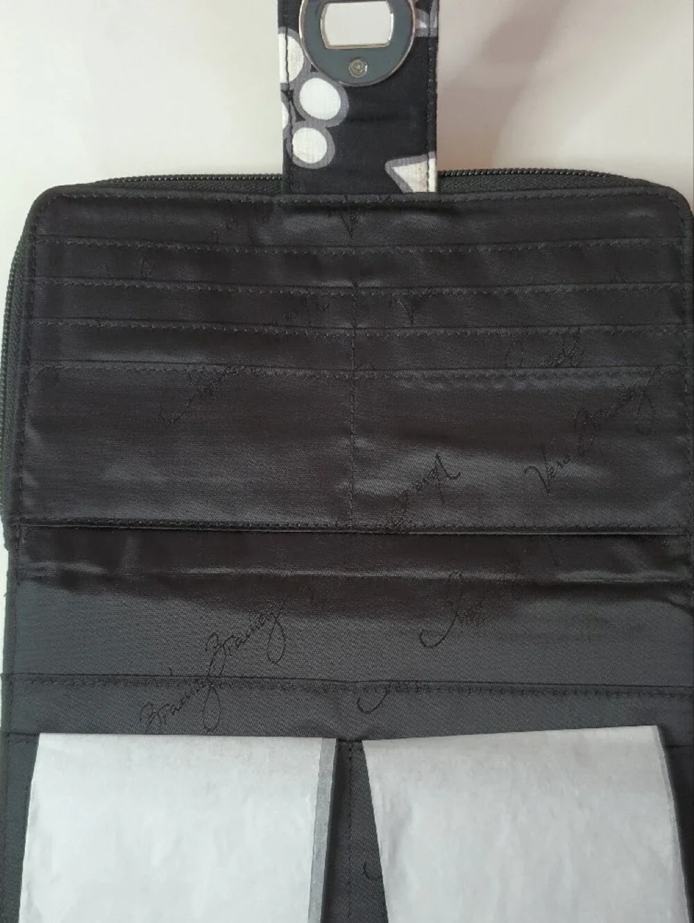 Vera Bradley Black & White Quilted Zip Wallet with Turn-Lock