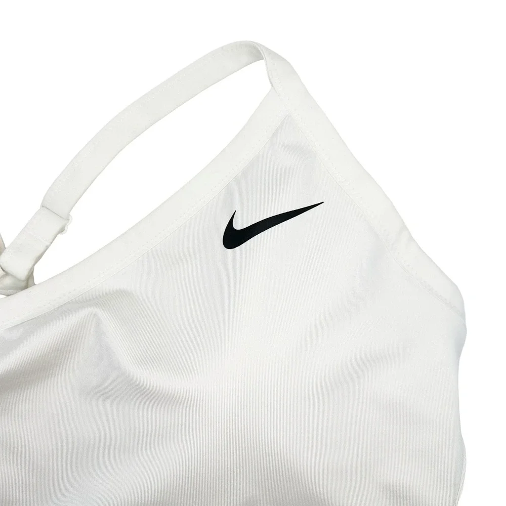 NIKE Dri-Fit Racerback Sports Bra • 3X • white black • minimalist workout