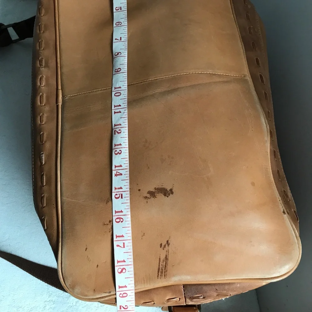 ZARA MENS LEATHER DUFFEL BAG TOO HANDLE CAMEL BROWN