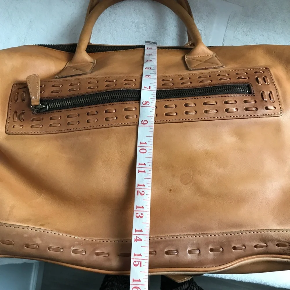 ZARA MENS LEATHER DUFFEL BAG TOO HANDLE CAMEL BROWN