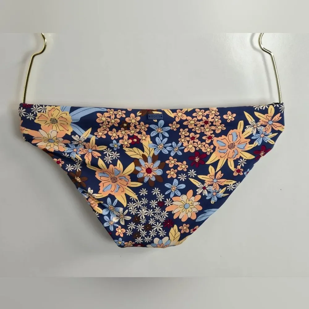 Roxy Beach Classics Hipster Bikini Bottoms Sz XS Bijou Blue New Tropic F…