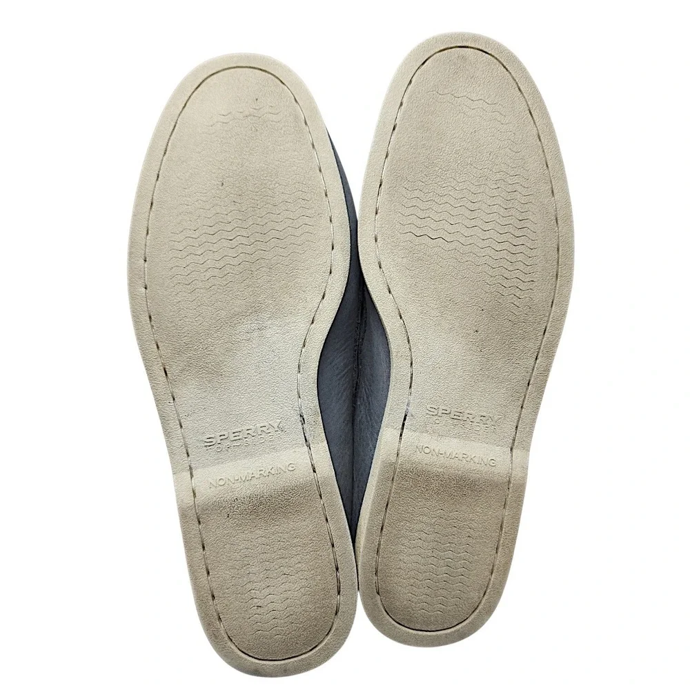 Sperry Top Sider 8.5 M Men Gray Leather Authentic Original Boat Shoes Classic