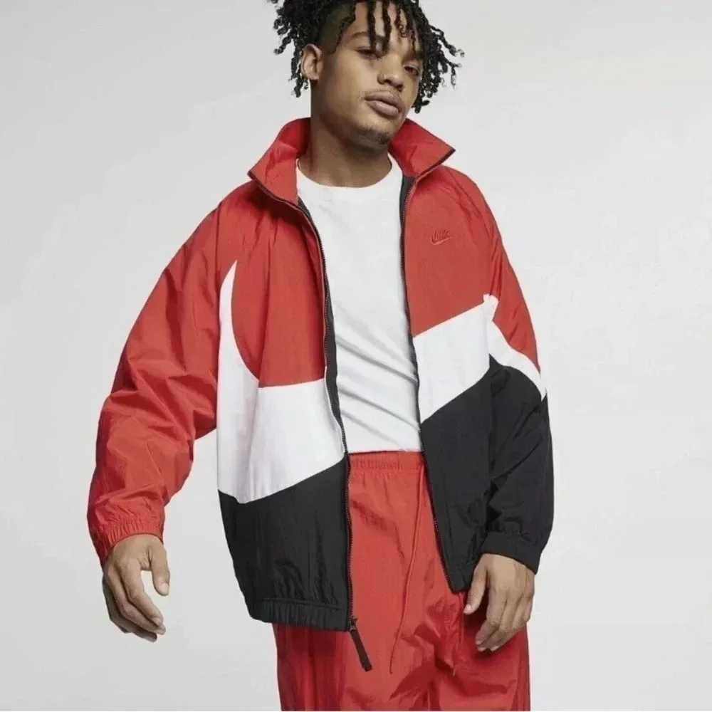 Nike Big Swoosh Woven Red/Black/White Jacket Men’s size Small