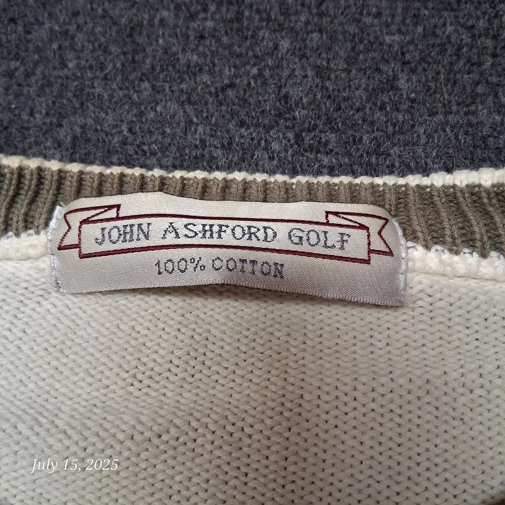 Vintage John Ashford Golf‎ Sweater Mens Size Large White
