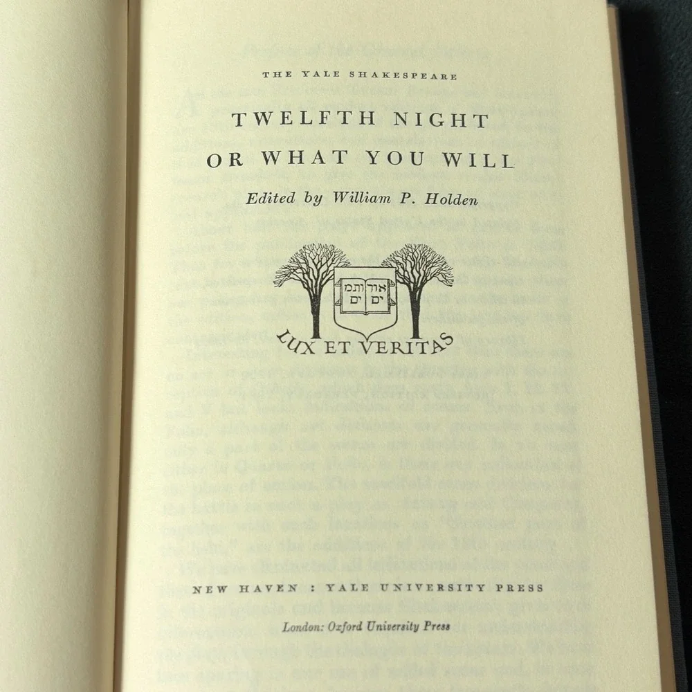 The Yale Shakespeare: Twelfth Night Or To What You Will Holden (Hardcover, 1954)