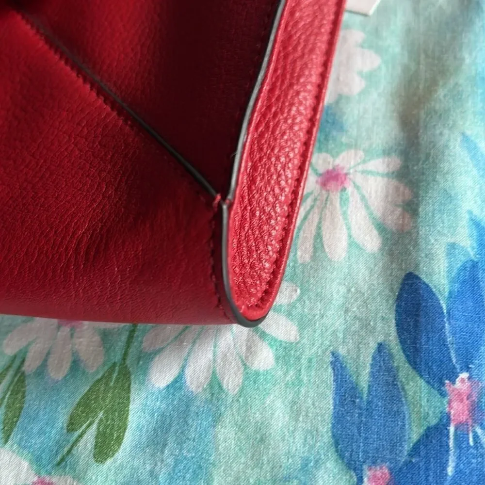 Vera Bradley Harper Leather Envelope Shoulder ClutchTango Red