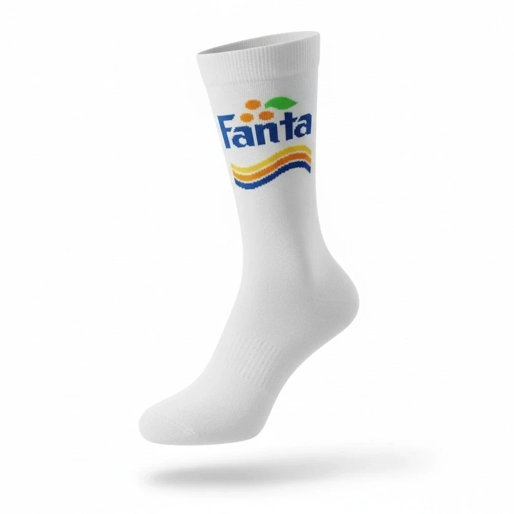 Fanta Tri Color Stripe Socks One Size Men's US Size 7-12 White Crew NWT