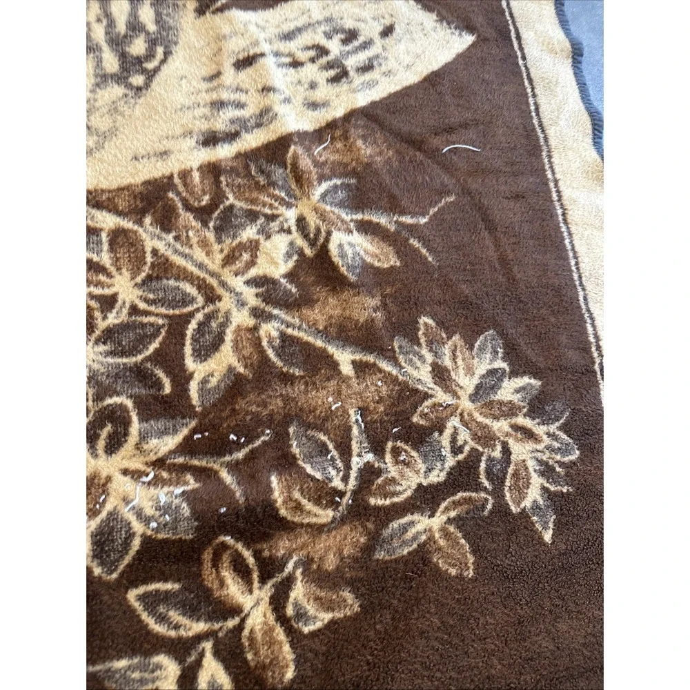 VTG San Marcos 2-Tone Brown Sz77x69 Reversible Blanket Heavyweight BigCat 1970's