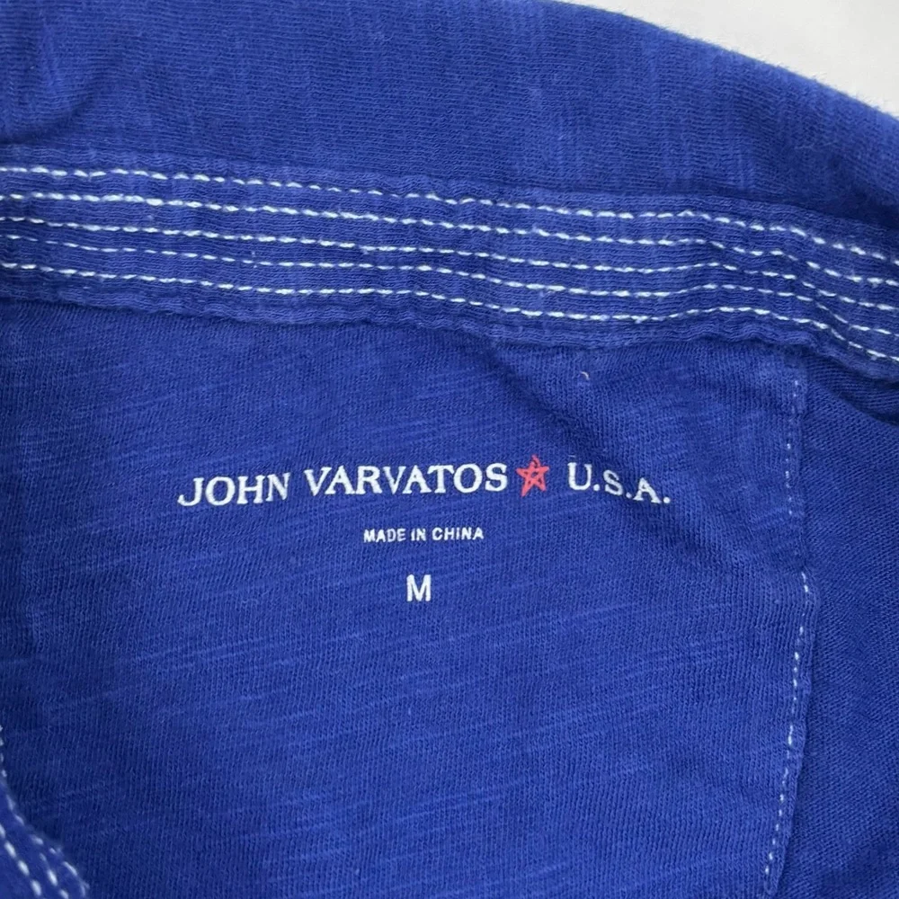 John Varvatos Men's M Blue Peace Short‎ Sleeve Polo