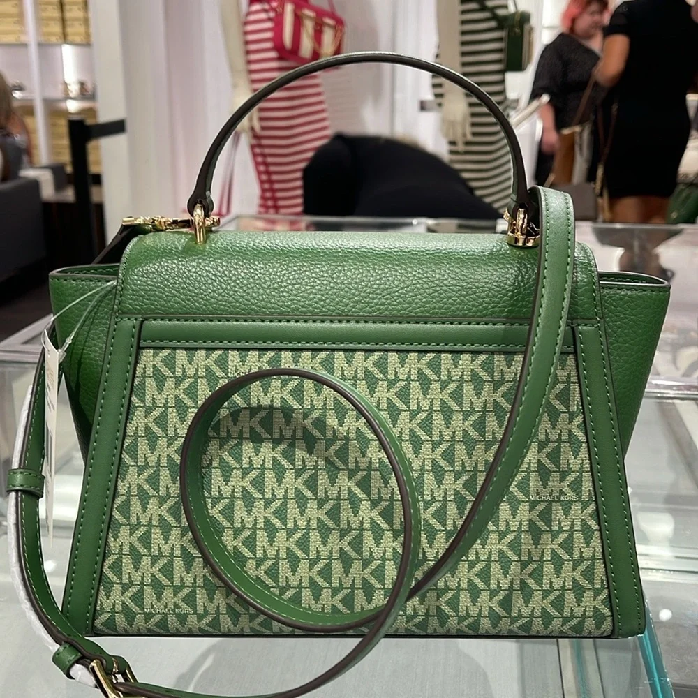 MICHAEL KORS Whitney Medium Flap TH Satchel Fern Green NWT