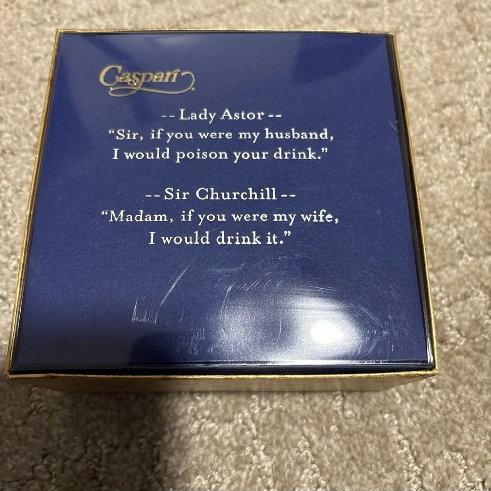 Caspari 45 Navy Cocktail Napkins Lady Astor & Sir Winston Churchill