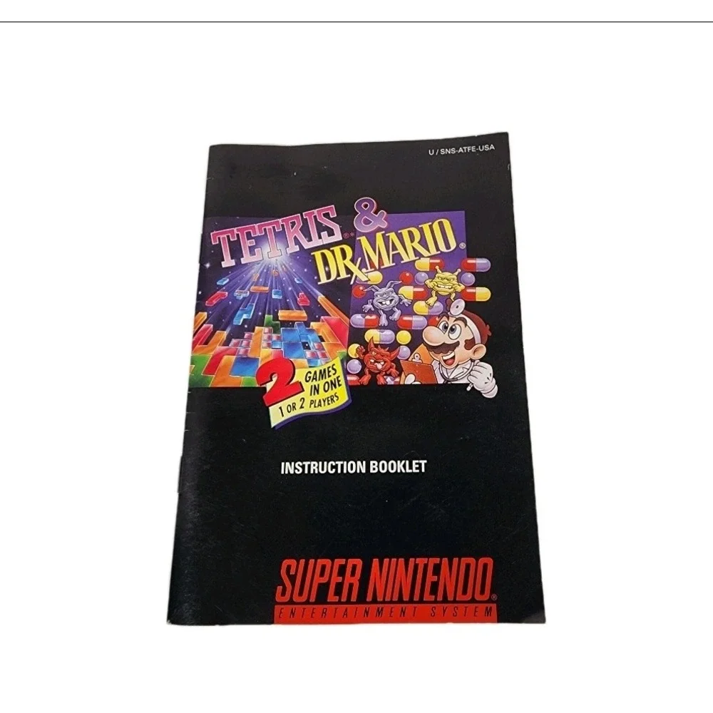 Tetris & Dr Mario Instruction Booklet Super Nintendo Entertainment System SNES‎