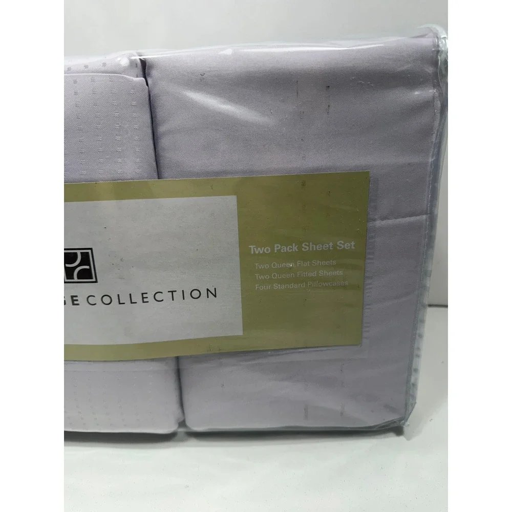 Concierge Collection Queen Sheet Set‎ 2 Pk Lilac Purple Microfiber Dobby Dot 8pc