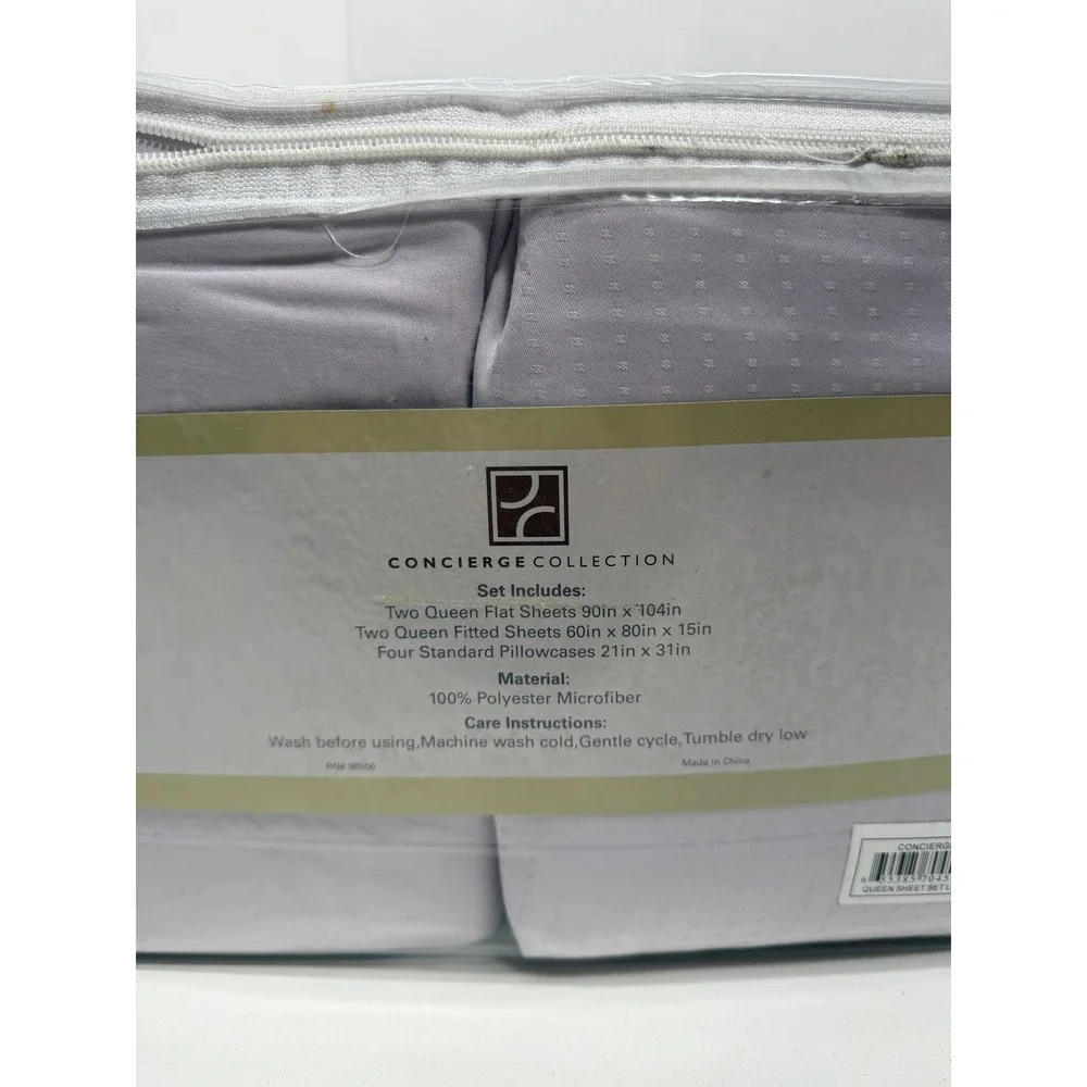 Concierge Collection Queen Sheet Set‎ 2 Pk Lilac Purple Microfiber Dobby Dot 8pc