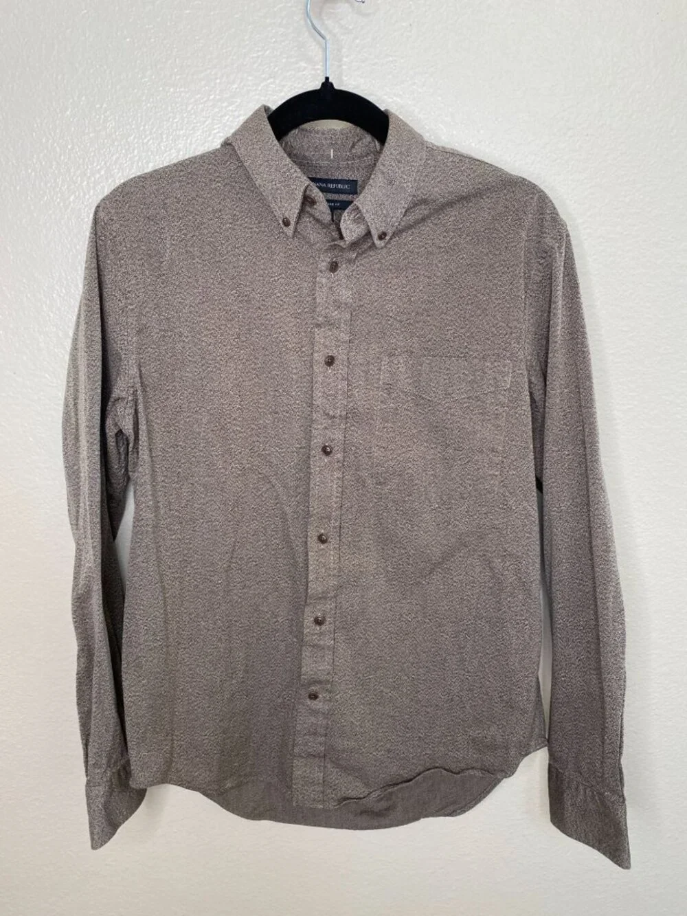Banana Republic Mens Standard Fit Long Sleeve Button-Down Shirt M Brown Cotton