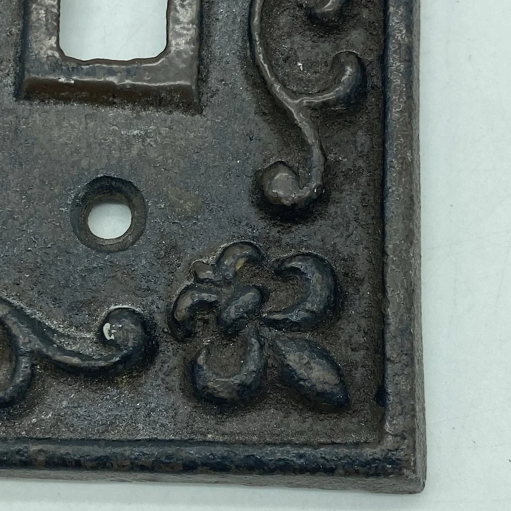 Wrought Iron Double Light Switch Plate Rustic Fleur De Lis Farmhouse Rustic