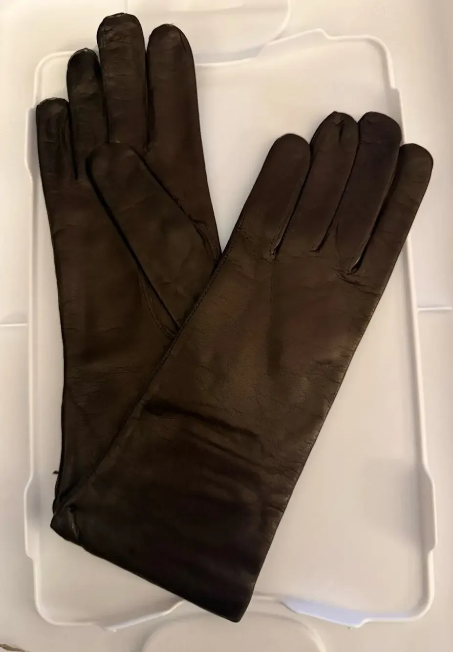 VTG made In Italy Leather Gloves Dark Brown 7 Lined