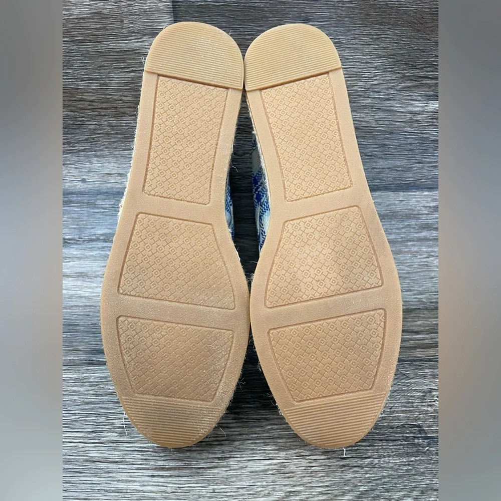 Tory Burch Women's Florence Blue Check Platform Espadrille Shoes Sz 8‎