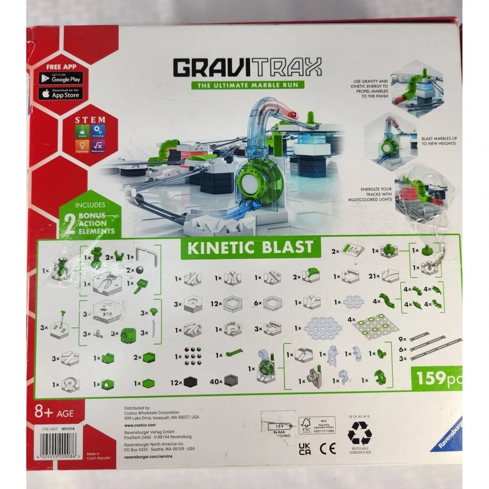 GraviTrax Marble Run Set Kinetic Blast – 159-Piece STEM Building Toy
