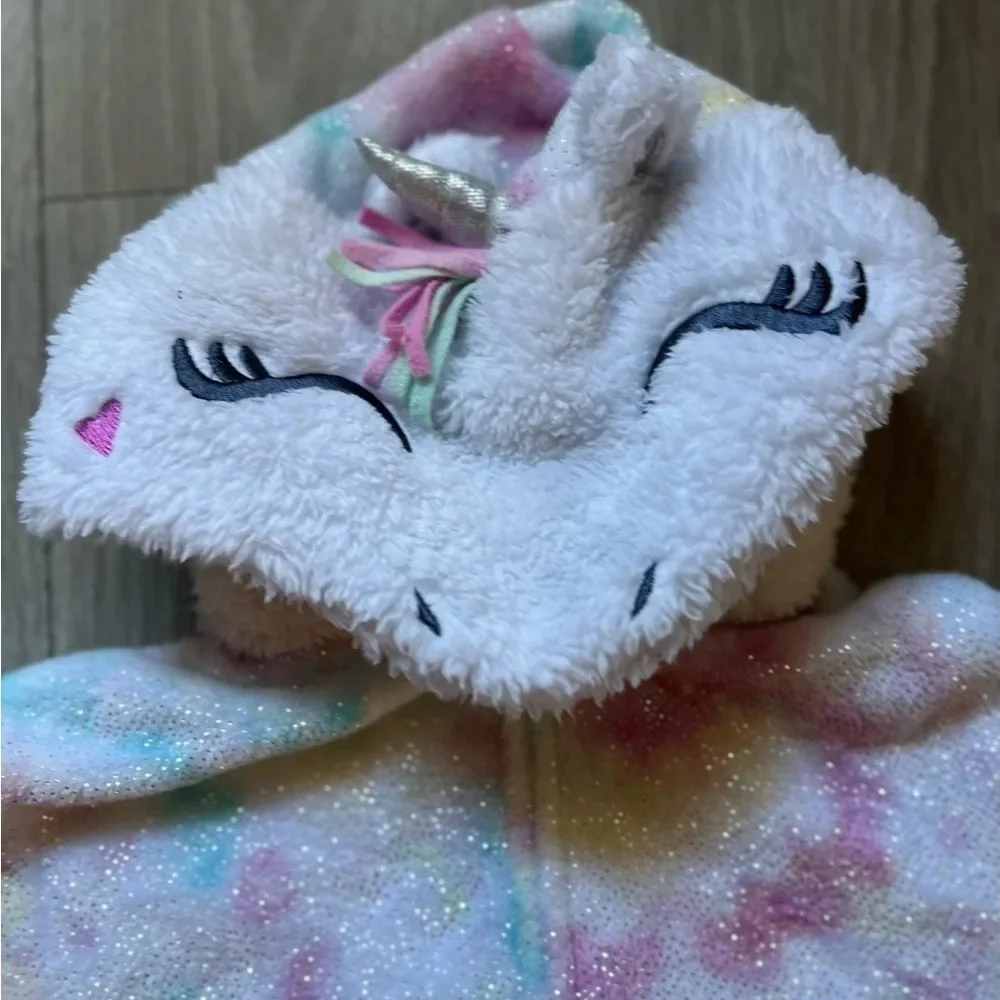 Unicorn hooded onesie/pajama Hooded Blanket Sleeper, Tie Dye Sparkle Unicorn