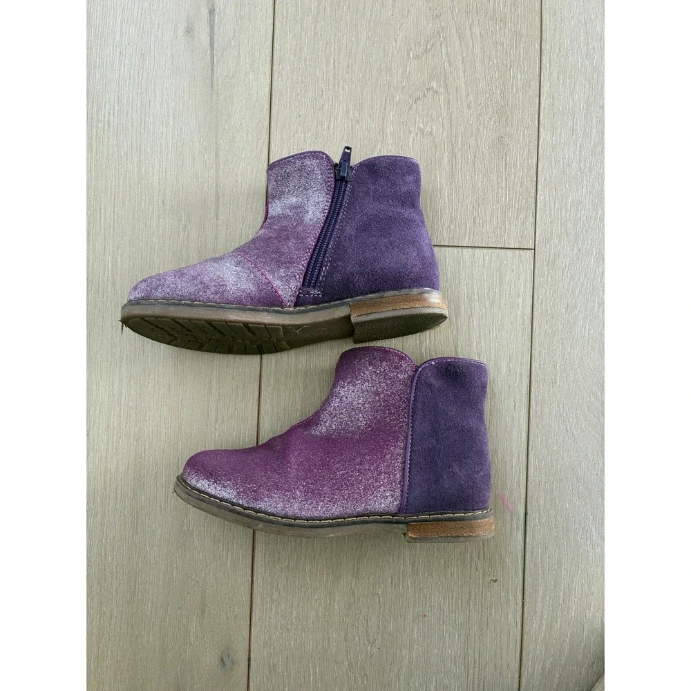 Tucker Tate Girls Purple Glitter Sparkle Ankle‎ Boots Side Zip Size 30