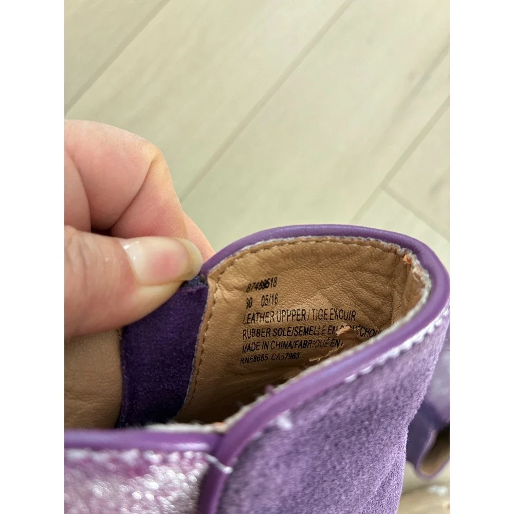 Tucker Tate Girls Purple Glitter Sparkle Ankle‎ Boots Side Zip Size 30