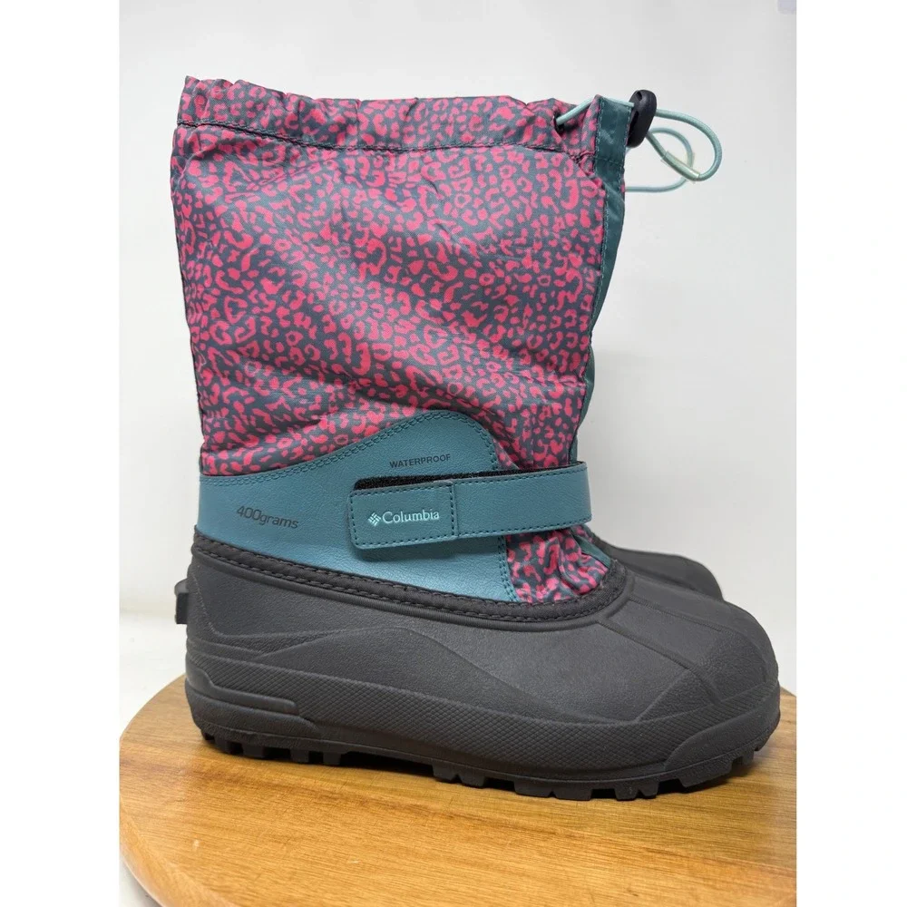 Columbia Youth Waterproof 400g Insulated Snow Winter Boots Pink Leopard Size 6‎