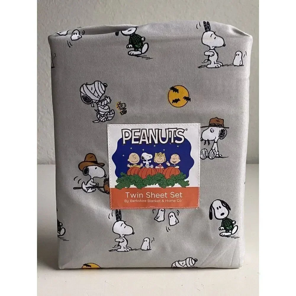 Peanuts Snoopy Halloween TWIN‎ Sheet Set Pumpkin Cactus Cowboy Pumpkin NEW