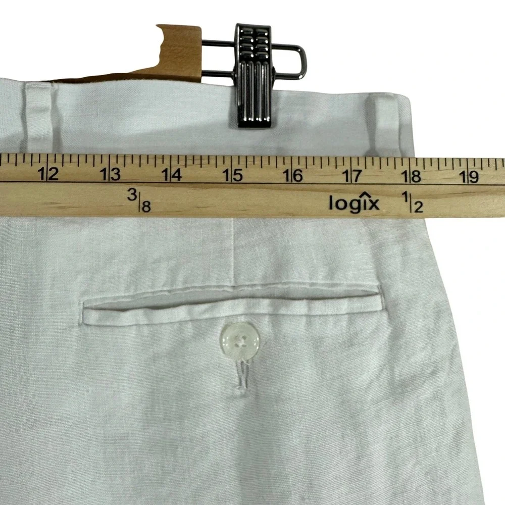 Savile Row Co London Mens White Linen Trousers Straight Leg Pants‎ 35x26