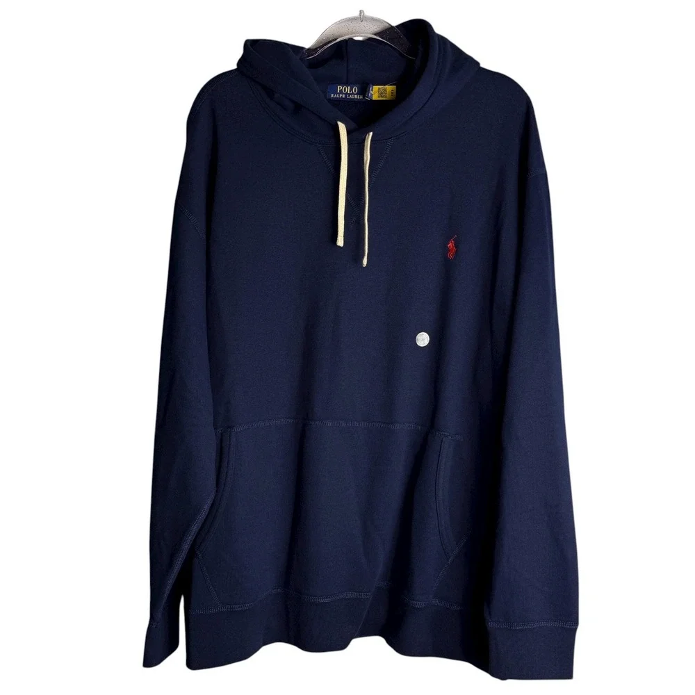 Polo Ralph Lauren‎ Mens 2XLB Navy Blue Fleece Hoodie Red Pony NWT