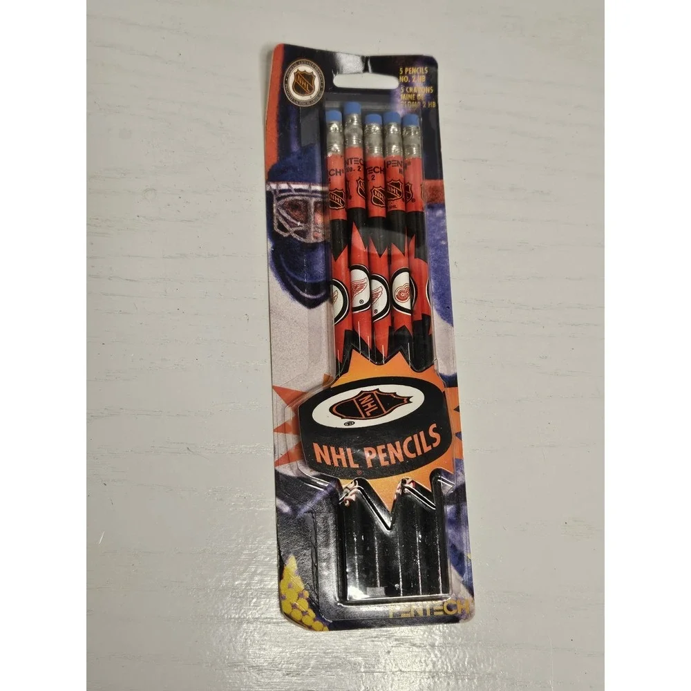 Vintage‎ RED WINGS TEAM LOGO 5-PACK PENCILS BRAND NEW Pentech  **READ**