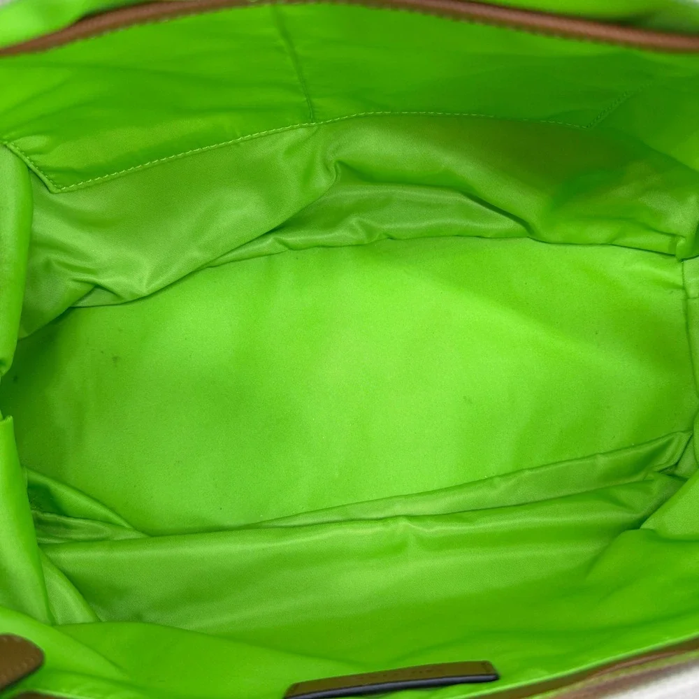 Michael Kors Dusk Kempton Medium Tote Bag Khaki Nylon Leather Trim Gold‎ Logo