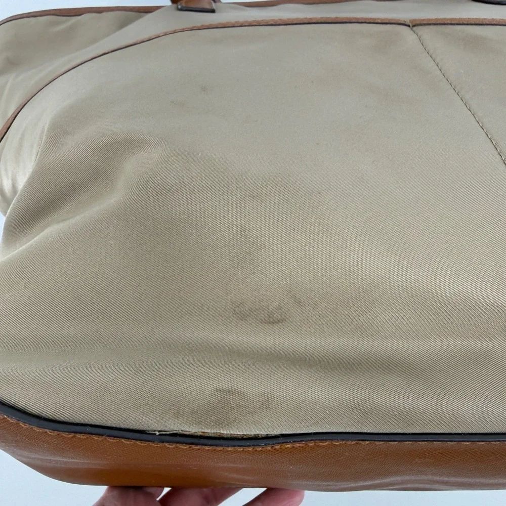Michael Kors Dusk Kempton Medium Tote Bag Khaki Nylon Leather Trim Gold‎ Logo