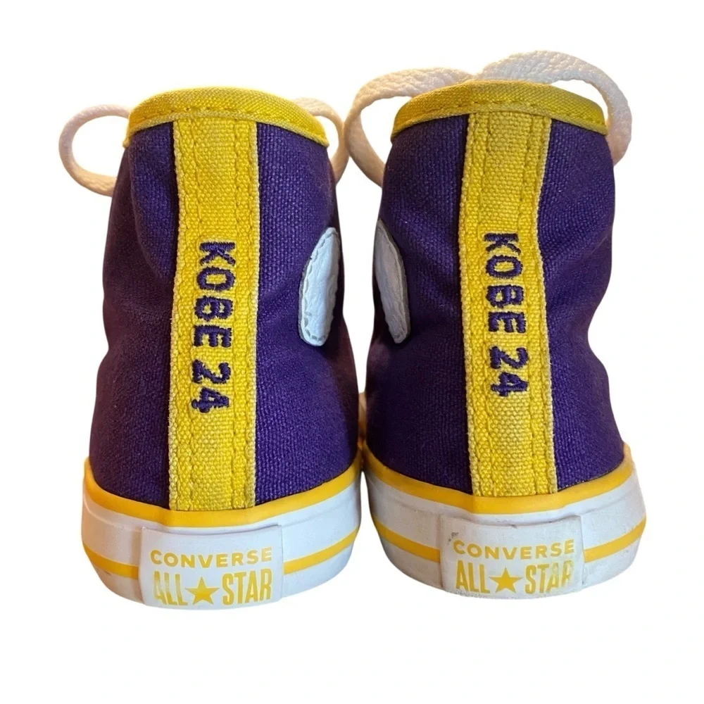 Converse, purple and Gold LA Lakers Kobe 24 fan youth high tops size 8