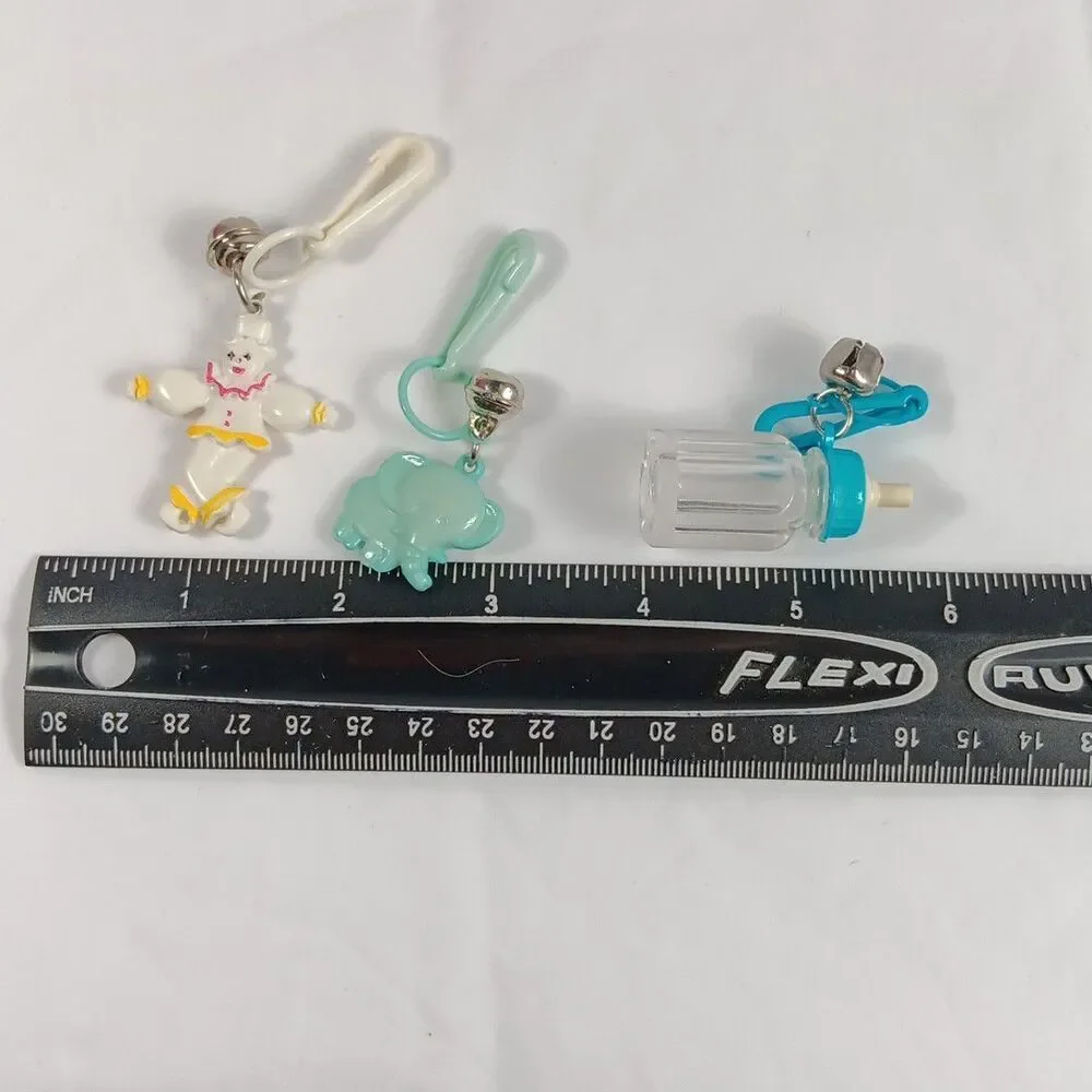 1980s Bell Charms Baby Bottle Clown Elephant Charms Lot Loose Played With Toys