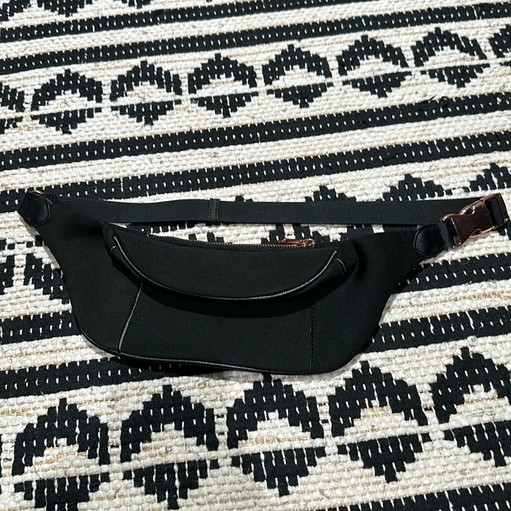 Black and rose gold fanny pack