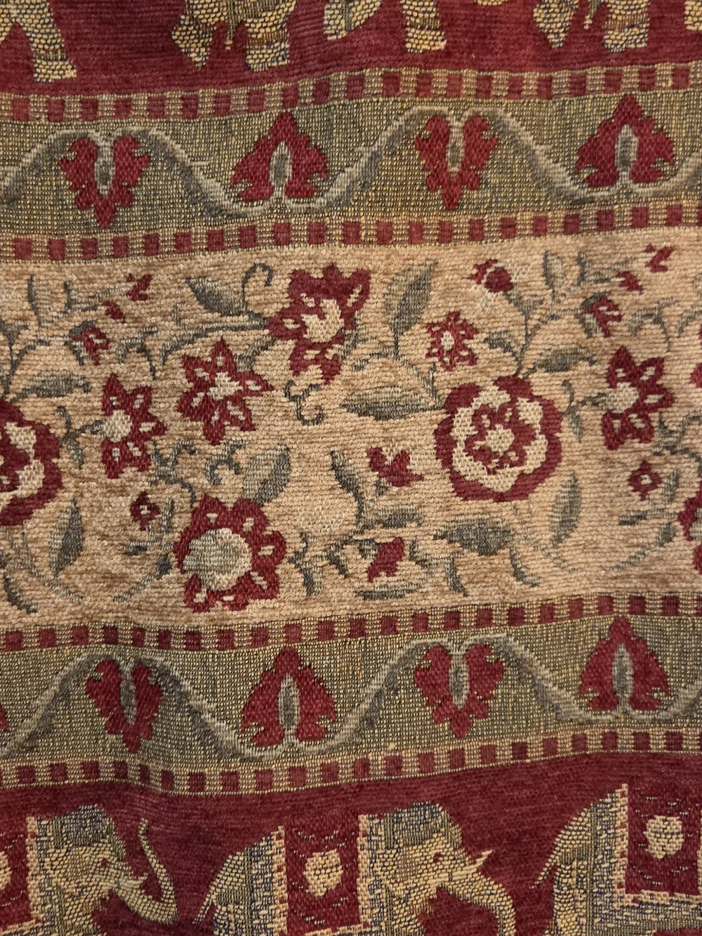 Elegant Elephant & Floral Jacquard Curtain Panel - Burgundy