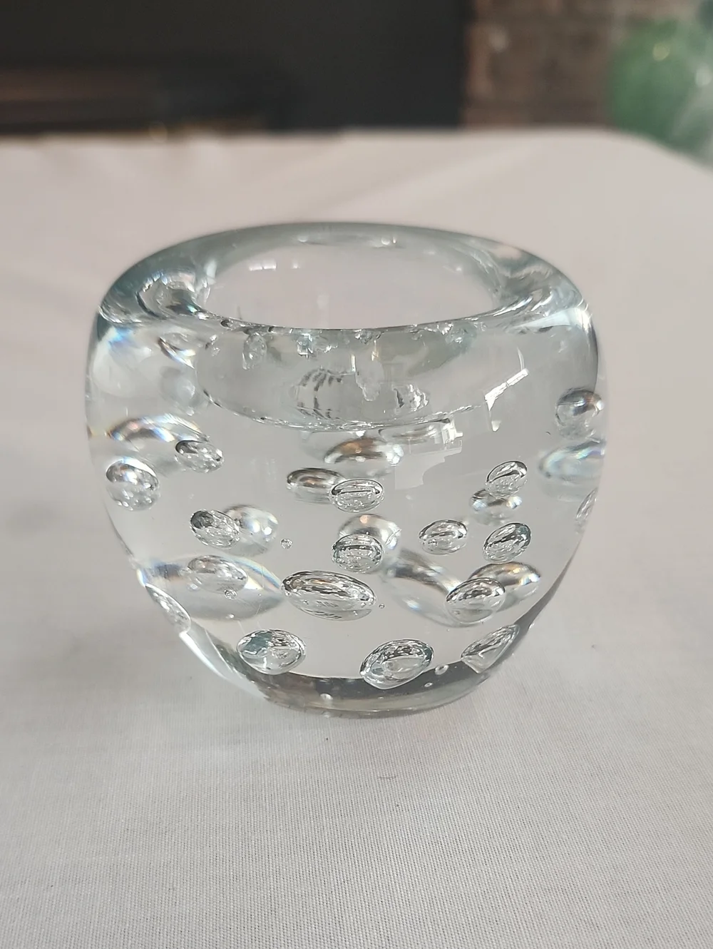 Crate&Barrel Bubble Sphere Tealight Votive Clear Glass Candle Holder