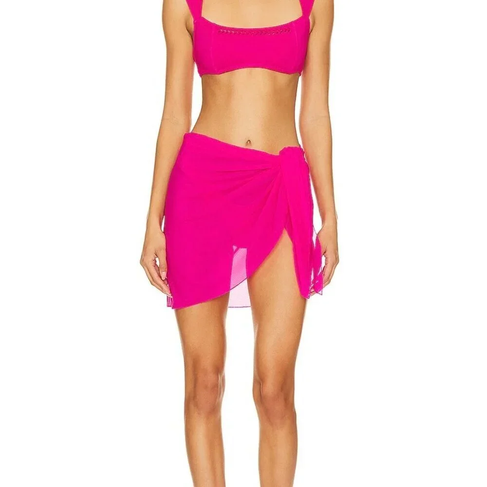 GIGI C Willa Sarong Mesh Coverup Skirt In Fuchsia Pink S​​​​