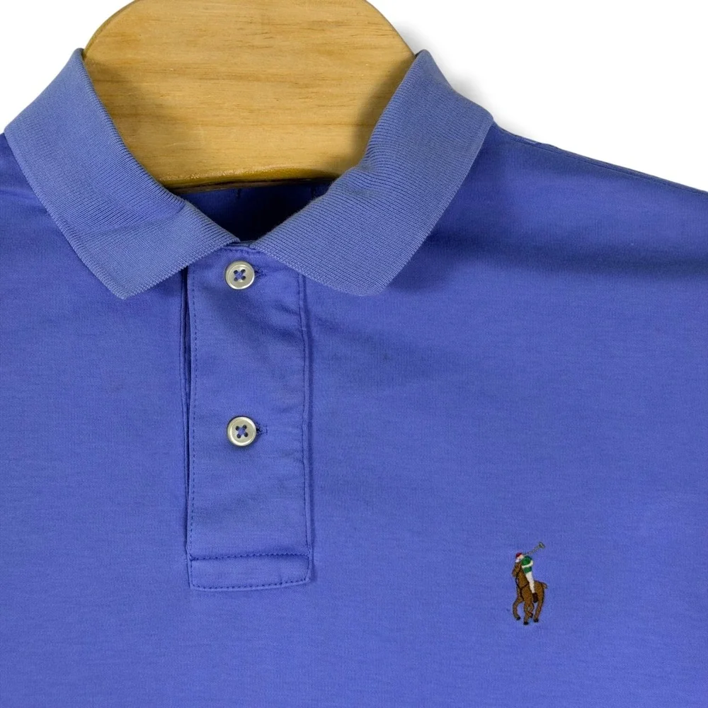 Polo Ralph Lauren Polo Shirt Men Small Blue Slim Fit Cotton Classic Pony Prep