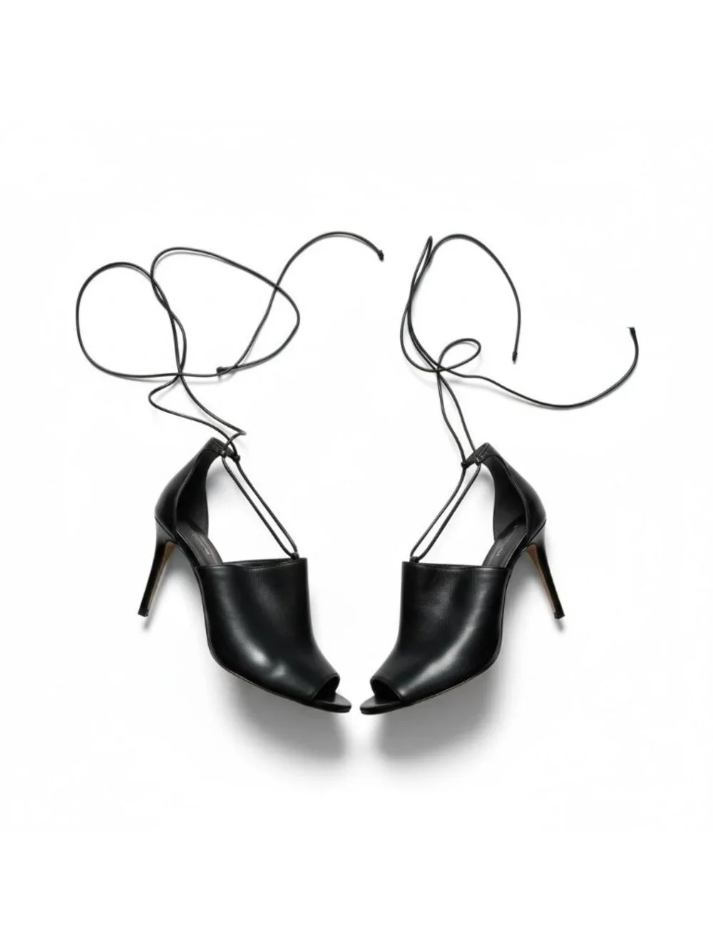 MICHAEL KORS COLLECTION Black Leather Laceup Sandals Heels Size 39 / US 9