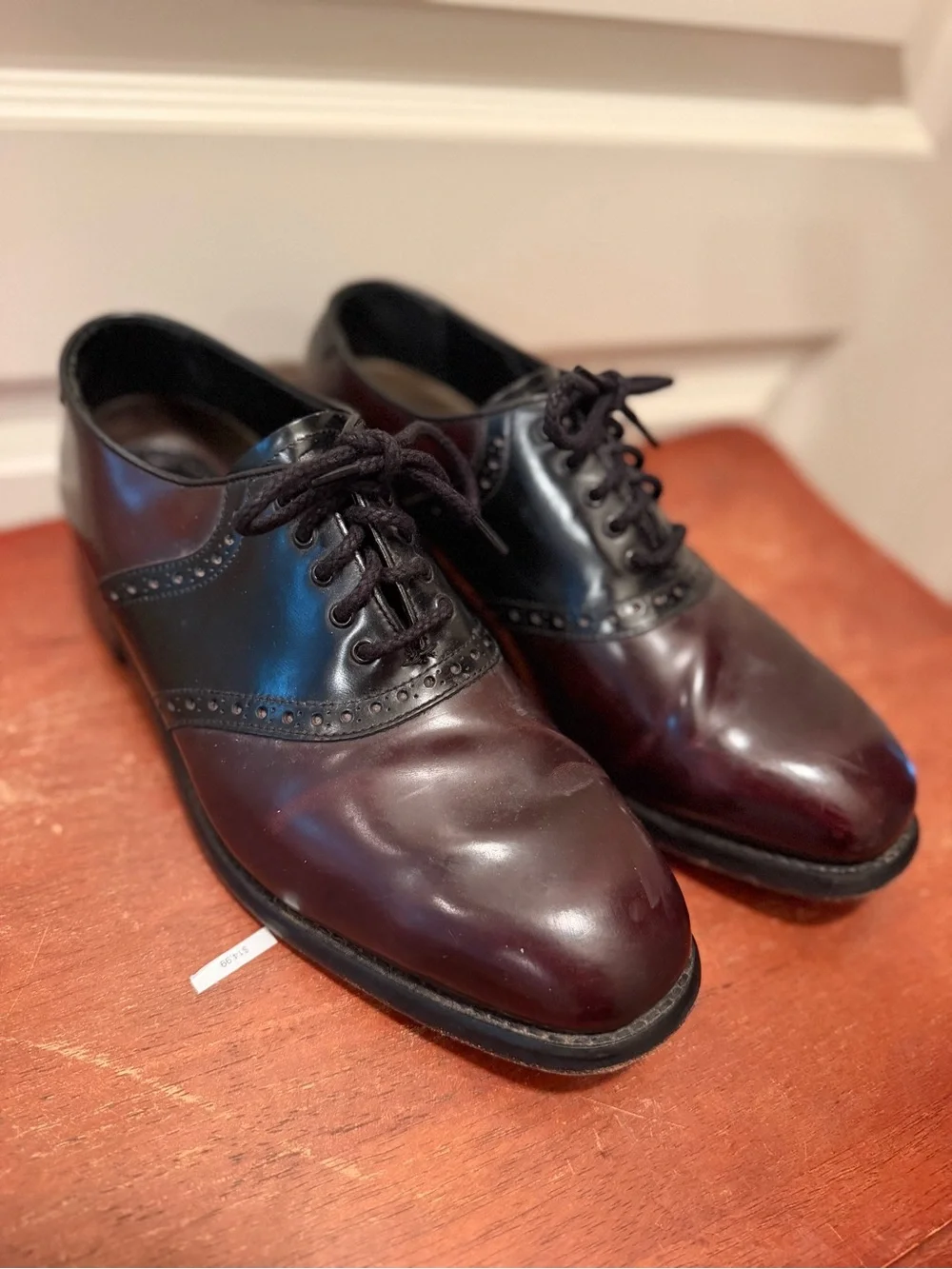 Florsheim Genuine Leather Two-Tone Mens Burgundy and Black Hard shoes