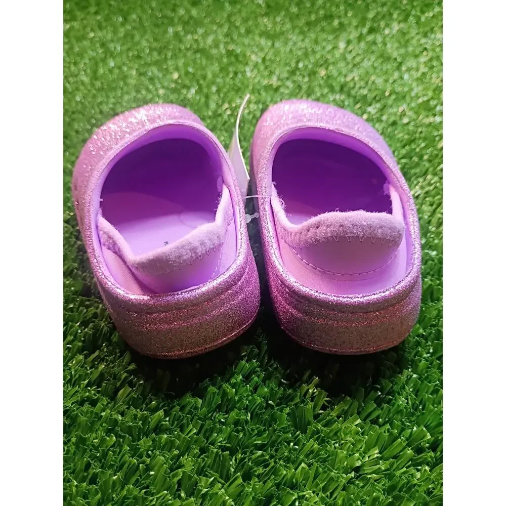 NWT Cat & Jack Toddler Girl's Purple Glitter Slip-On Clogs Size 5