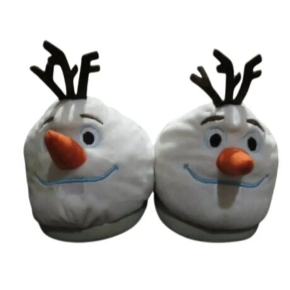 DISNEY FROZEN II OLAF Plush Doll Slippers Size L 4 Kids Child house‎ shoes