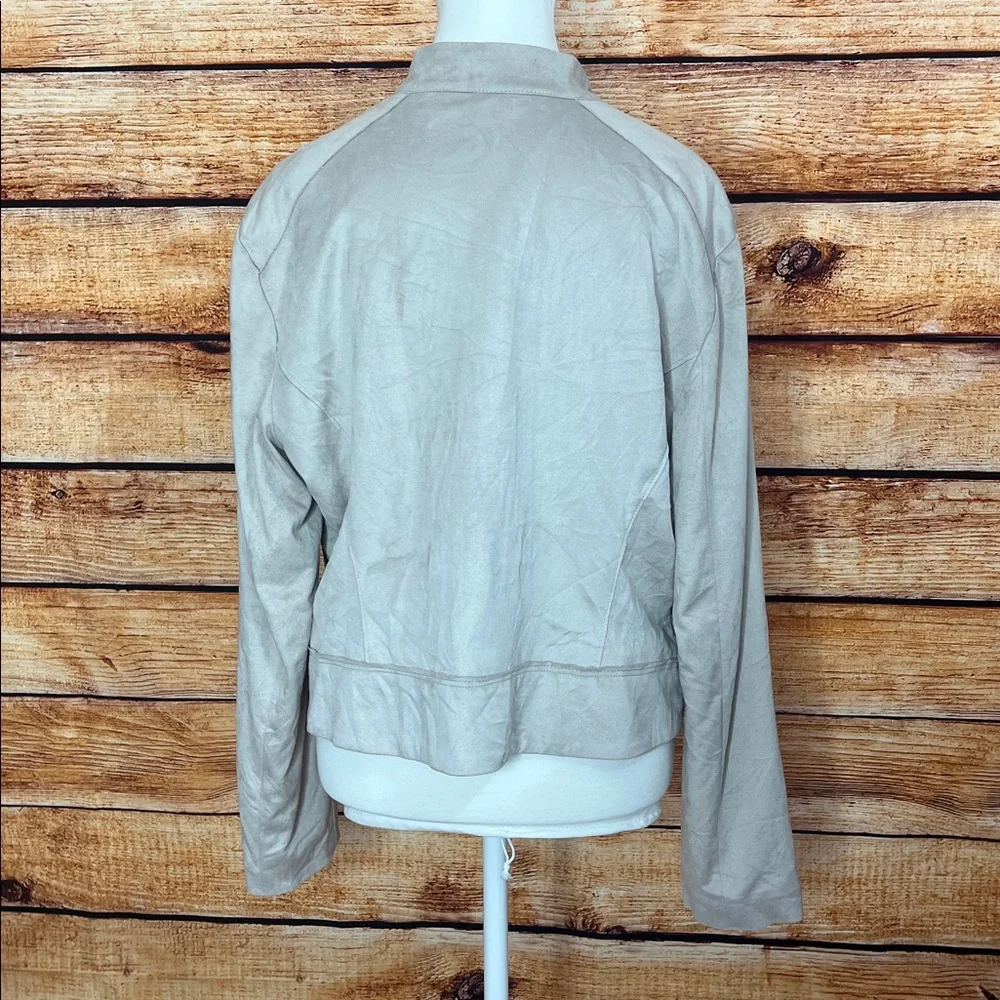 Elie Tahari Faux Suede Tan Moto Jacket Like New XL