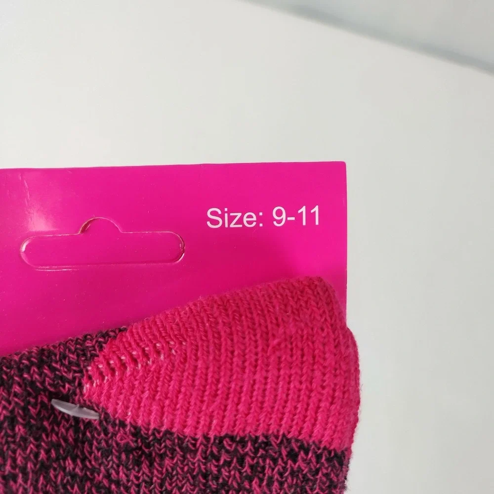 Lady's Heat Thermal Socks Pink Black Marl Wool Blend Thick Winter 1 Pair 9-11